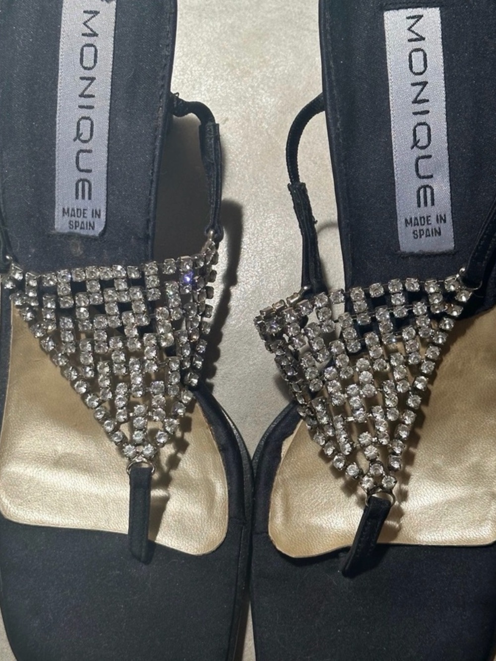Urban Outfitters Black Rhinestone T-Strap Sandals